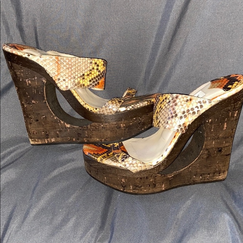 Jimmy Choo snakeskin wedge.
